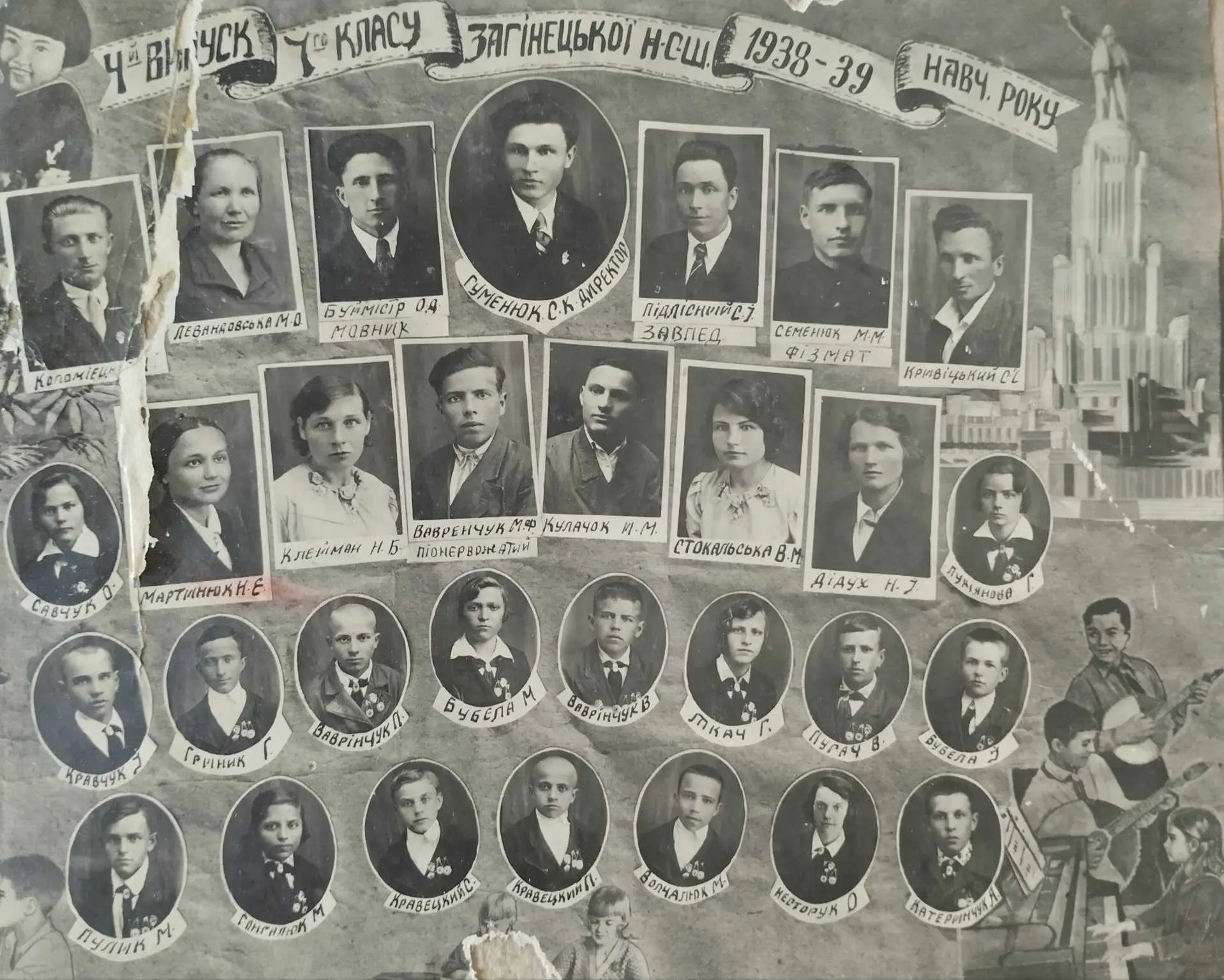 Загінецька НСШ, 4-й випуск 7-го класу, 1938-1939 навчальний рік